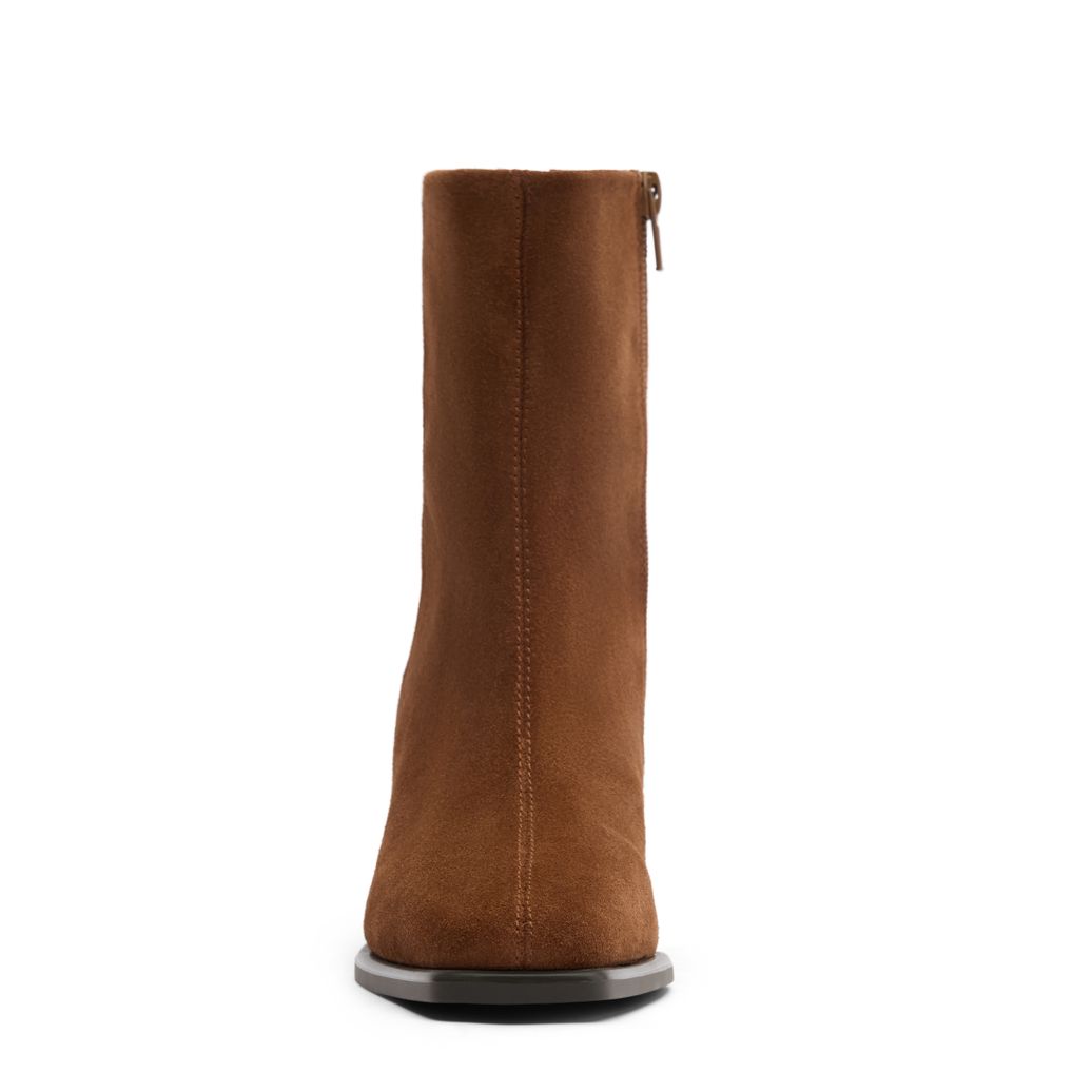 Bottines à talon cubain en daim - marron