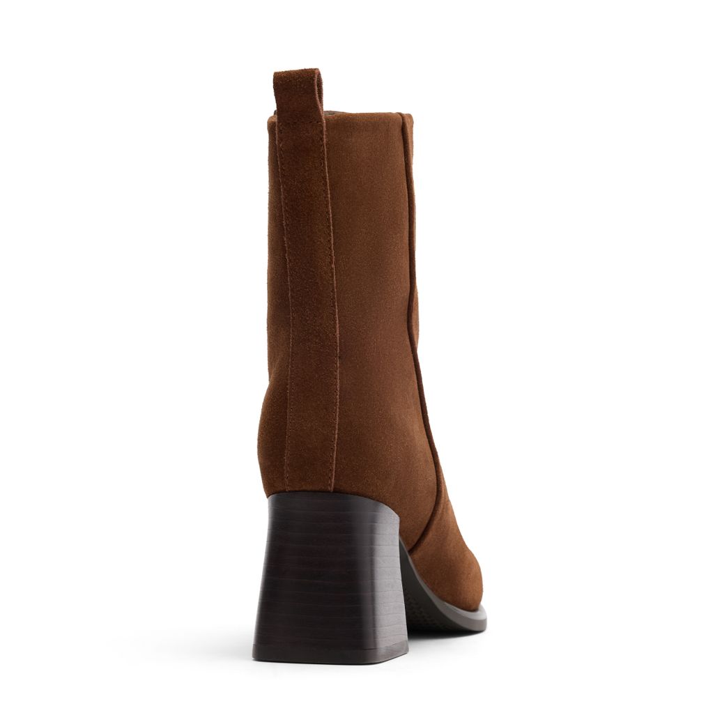 Bottines à talon cubain en daim - marron