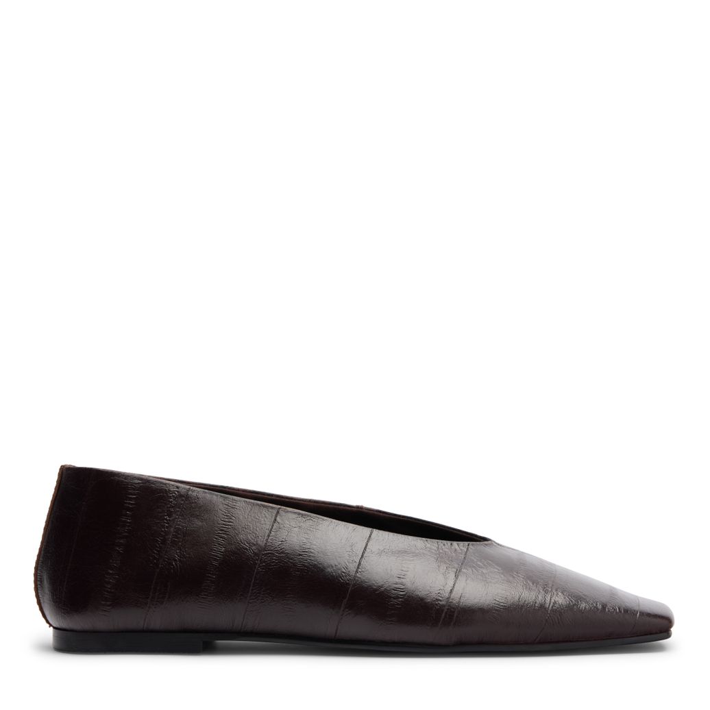 Dunkelbraune Leder-Ballerinas