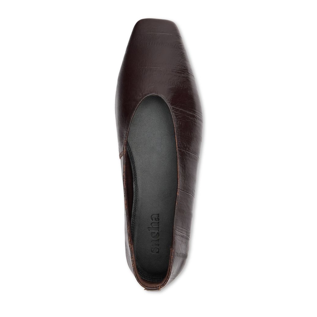 Ballerines en cuir marron foncé