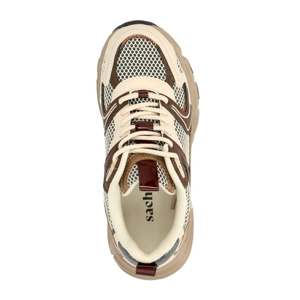 Bruine sneakers met multicolor details