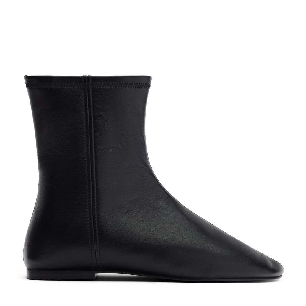 Schwarze Lederstiefeletten
