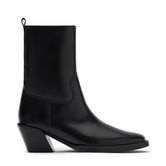 Schwarze Lederstiefeletten mit Absatz