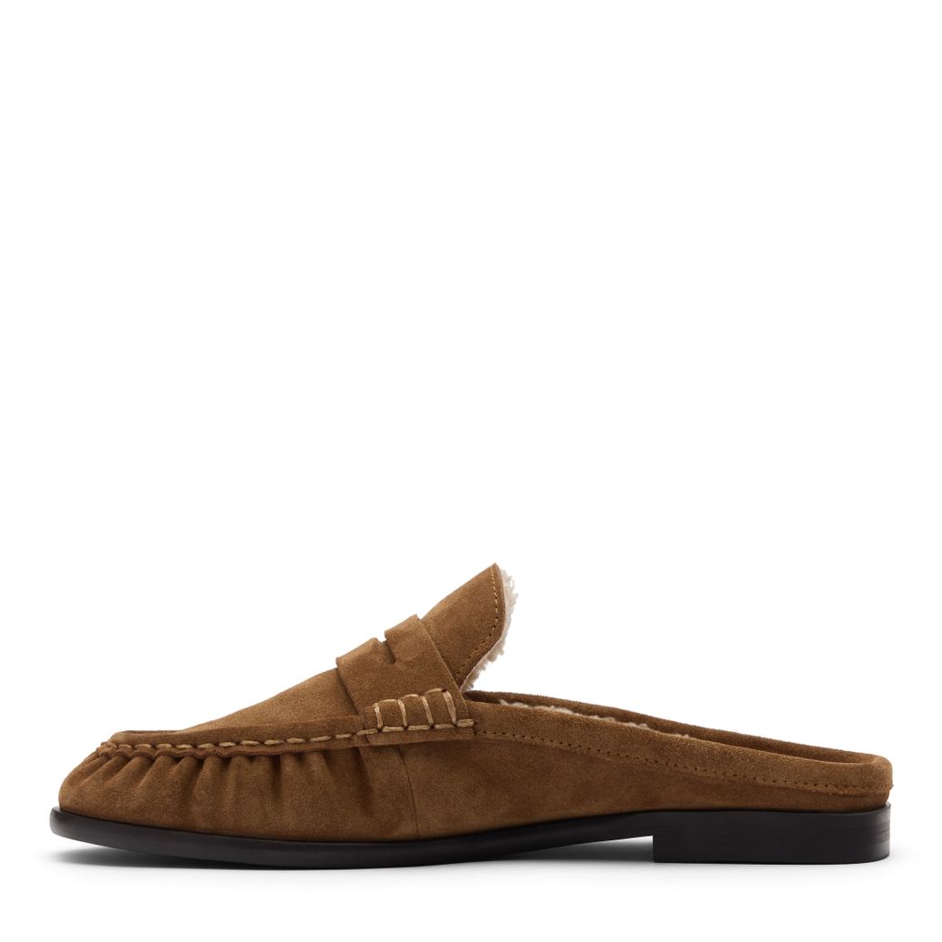 Chaussures à enfiler en daim avec laine - beige
