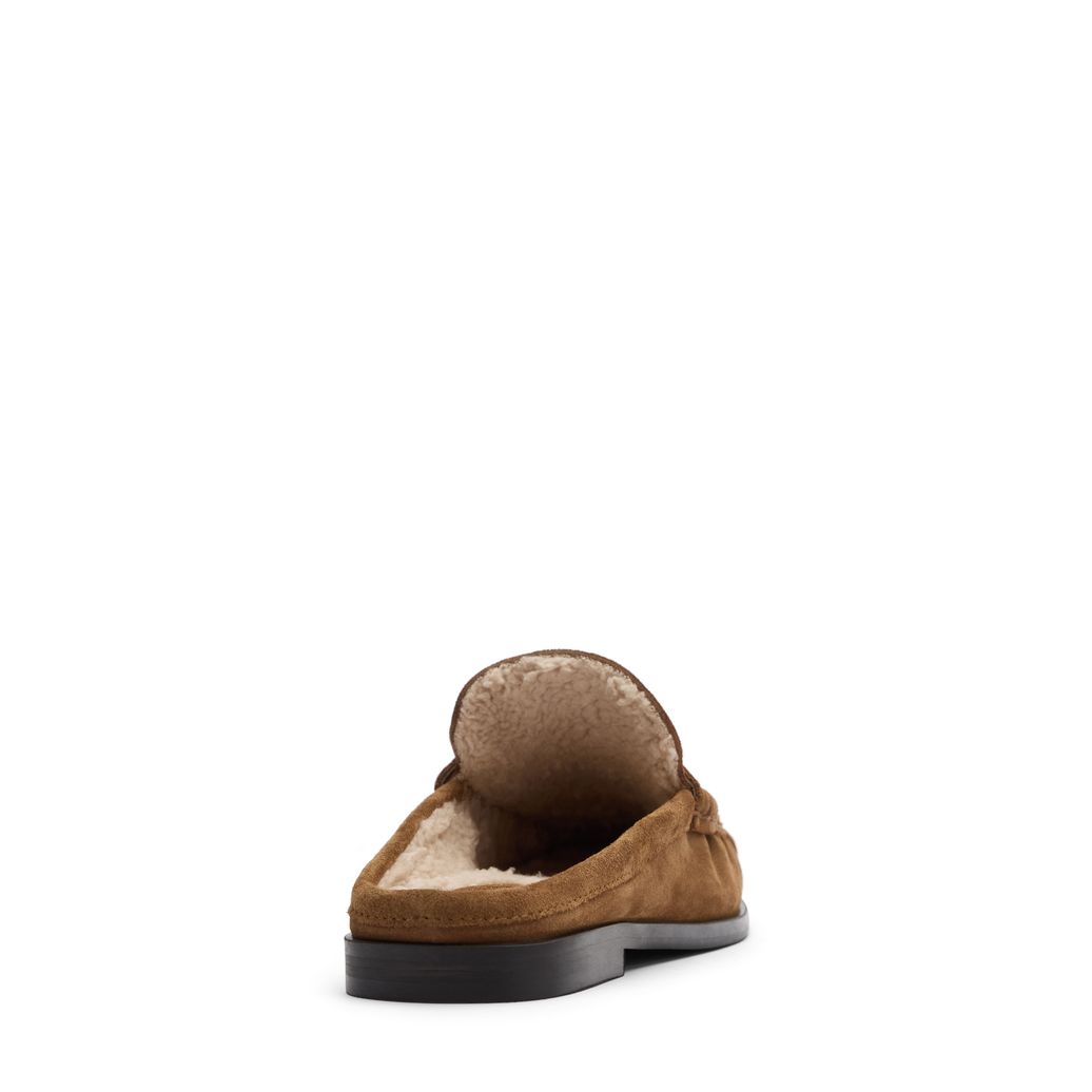 Chaussures à enfiler en daim avec laine - beige