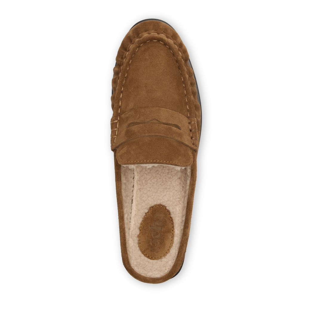 Chaussures à enfiler en daim avec laine - beige