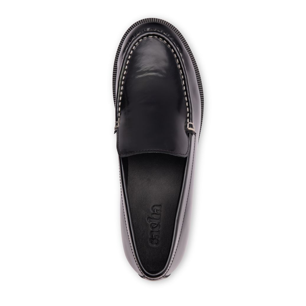 Mocassins en cuir verni - noir