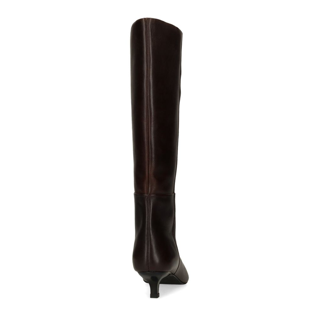 Bottes hautes en cuir avec petit talon - marron foncé