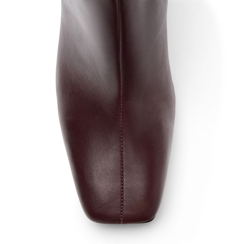 Bottines à talon en cuir - rouge