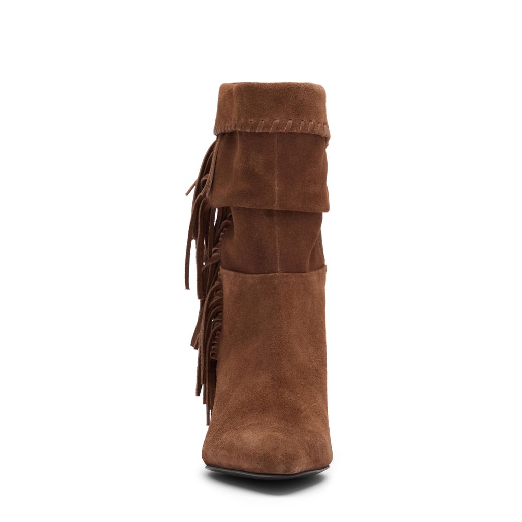 Braune Veloursleder-Stiefeletten mit Absatz