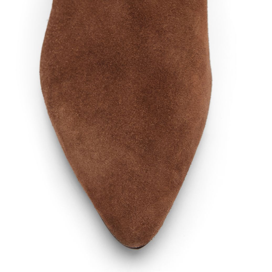 Braune Veloursleder-Stiefeletten mit Absatz