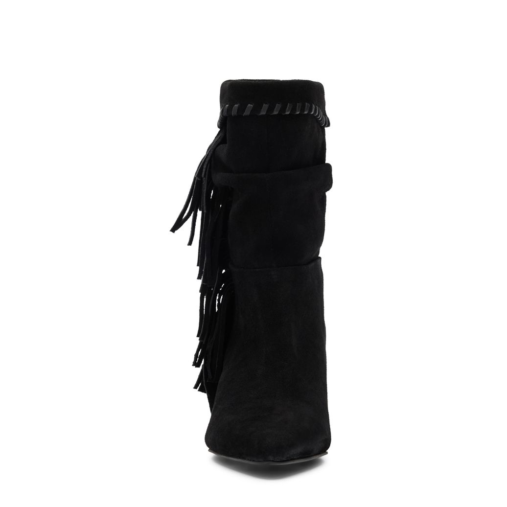 Schwarze Veloursleder-Stiefeletten mit Absatz