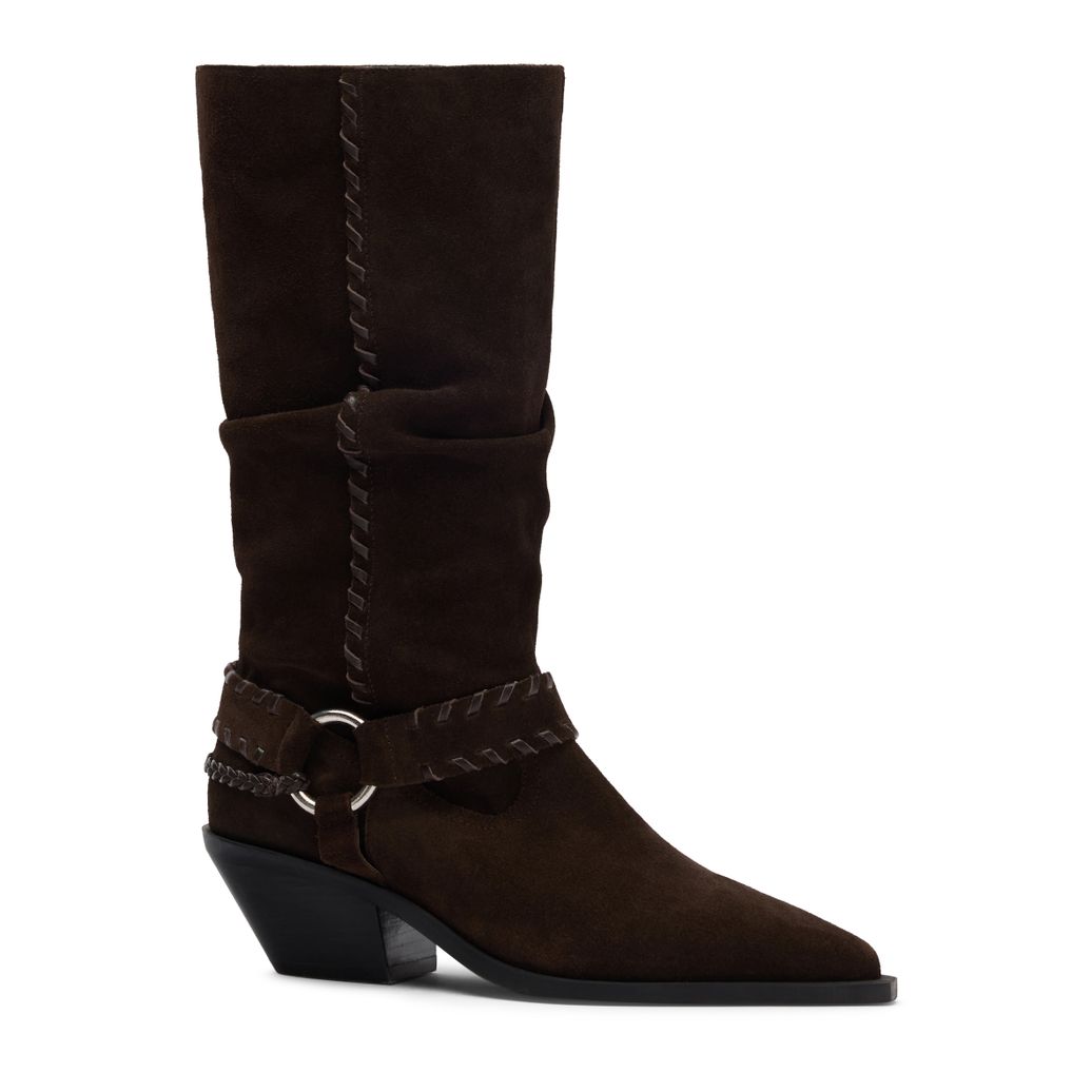 Dunkelbraune Veloursleder-Stiefel