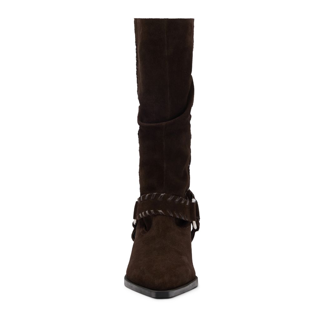 Dunkelbraune Veloursleder-Stiefel