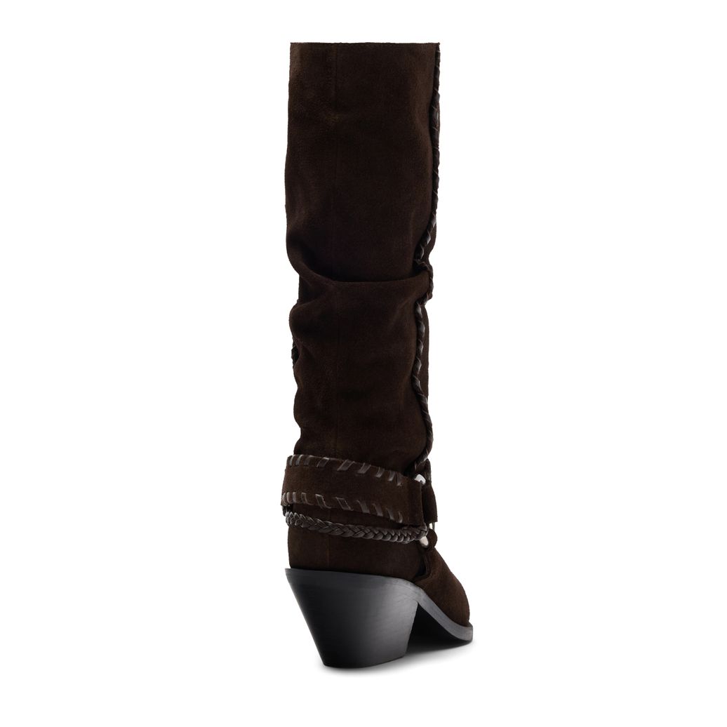 Dunkelbraune Veloursleder-Stiefel