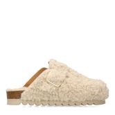 Beige teddy clogs met gesp