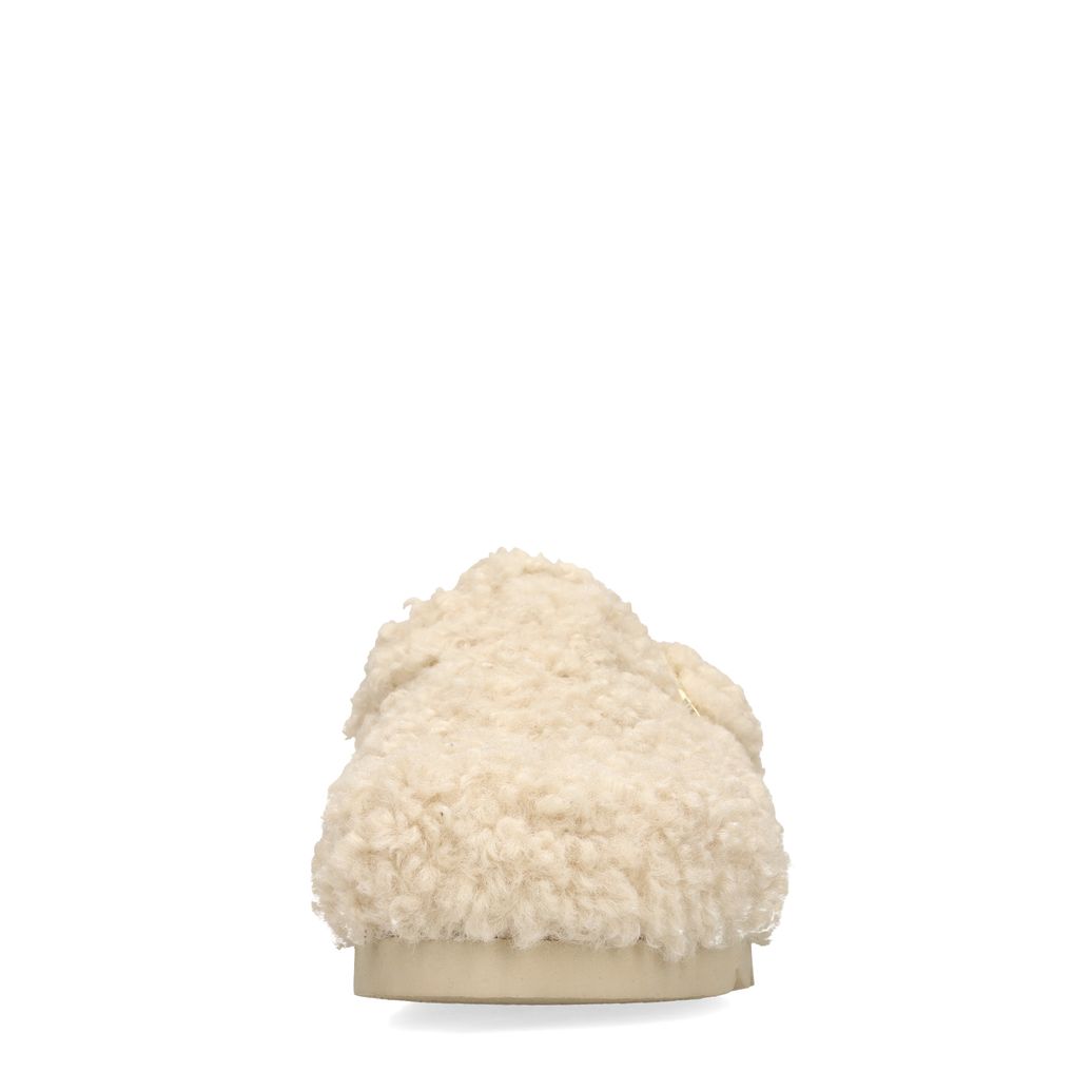 Beige teddy clogs met gesp