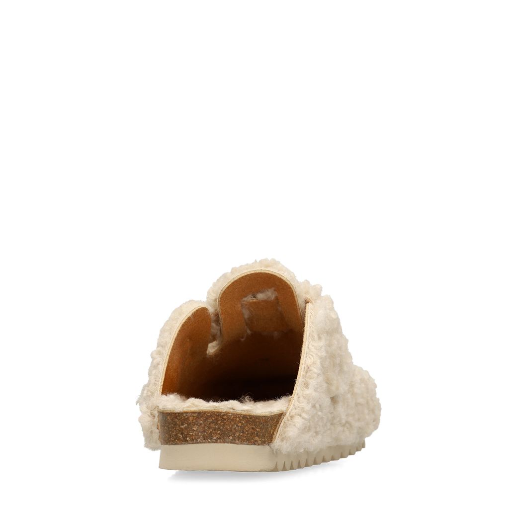 Beige teddy clogs met gesp