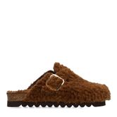 Bruine teddy clogs met gesp