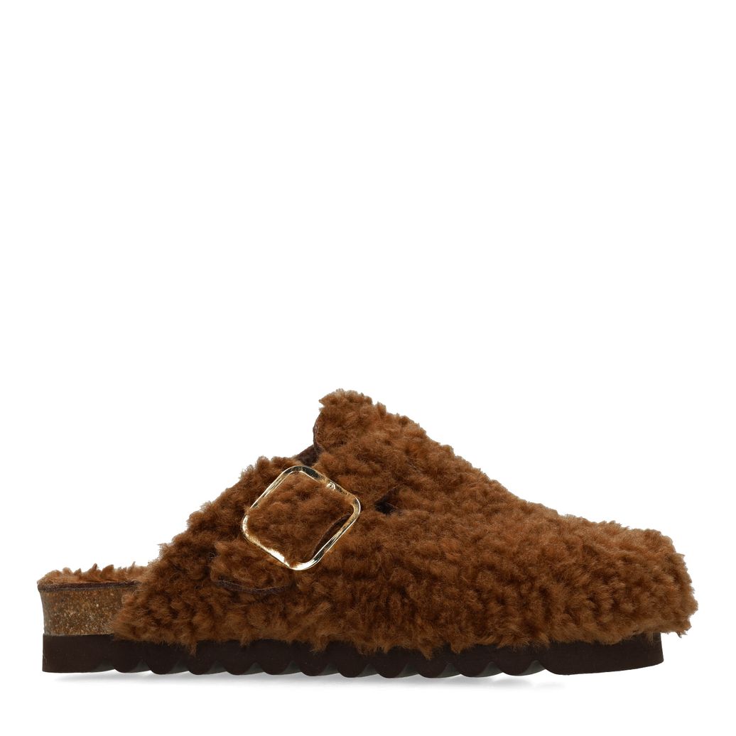 Sabots duveteux avec boucle - marron