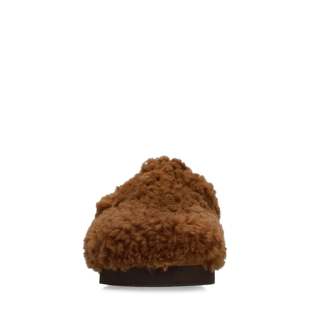 Bruine teddy clogs met gesp