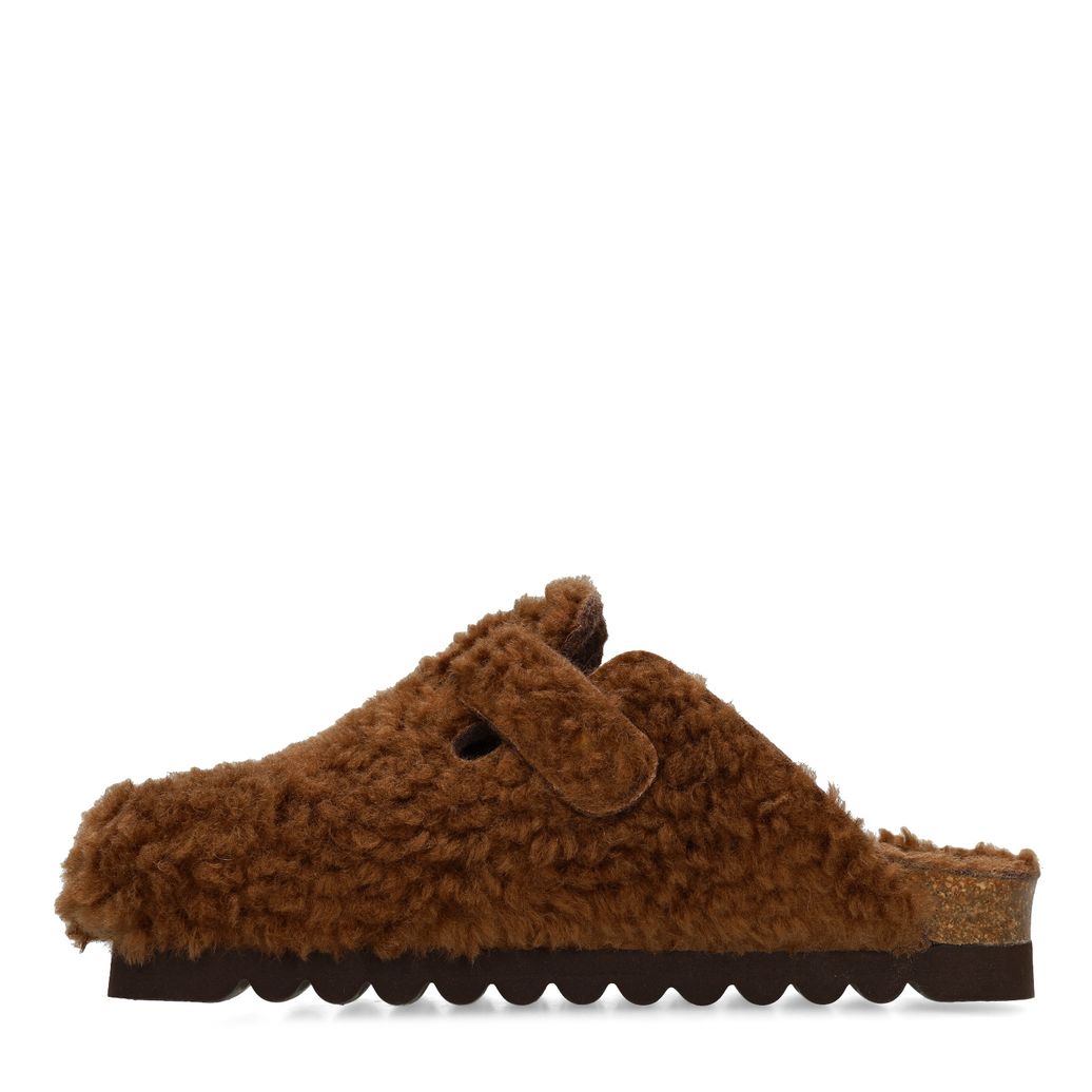 Sabots duveteux avec boucle - marron