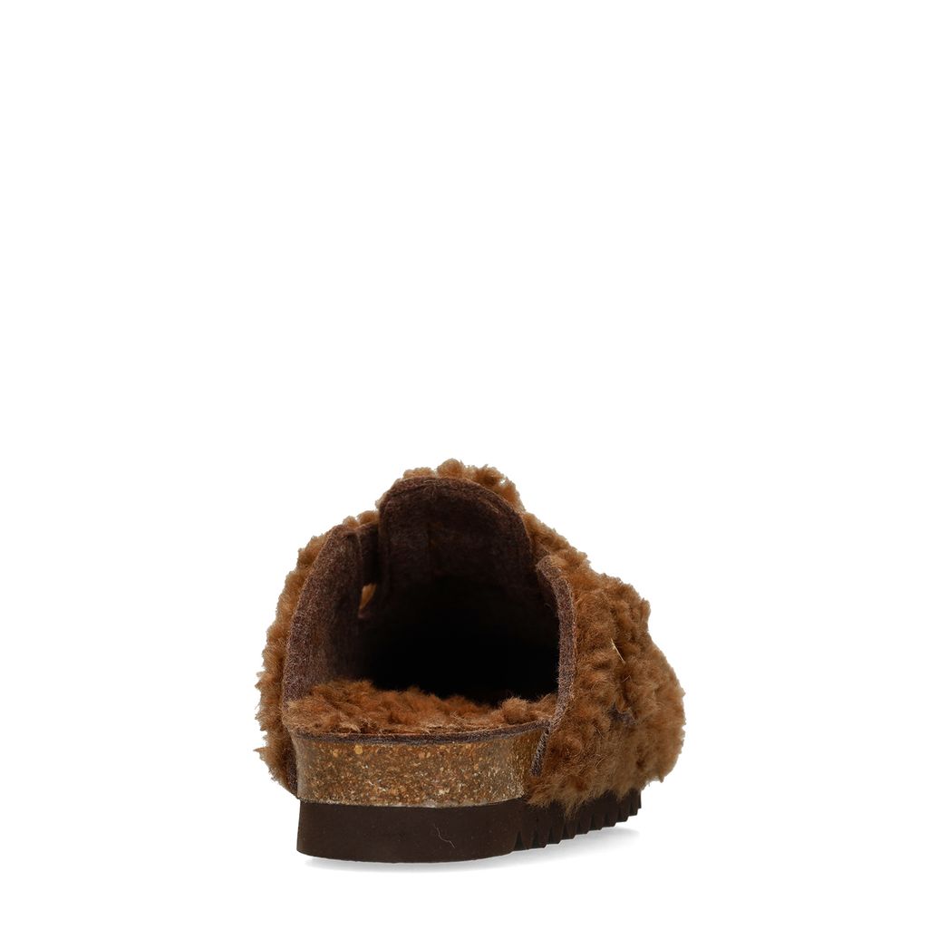 Bruine teddy clogs met gesp