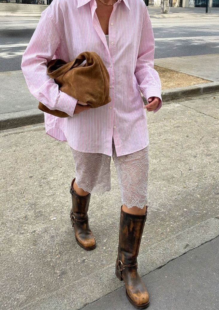 Brownwashed buckle biker boots