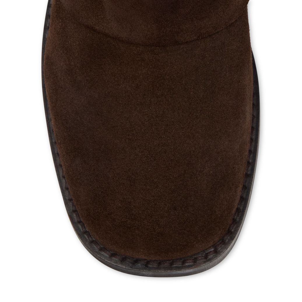 Bottines motardes en daim avec rabat - marron foncé