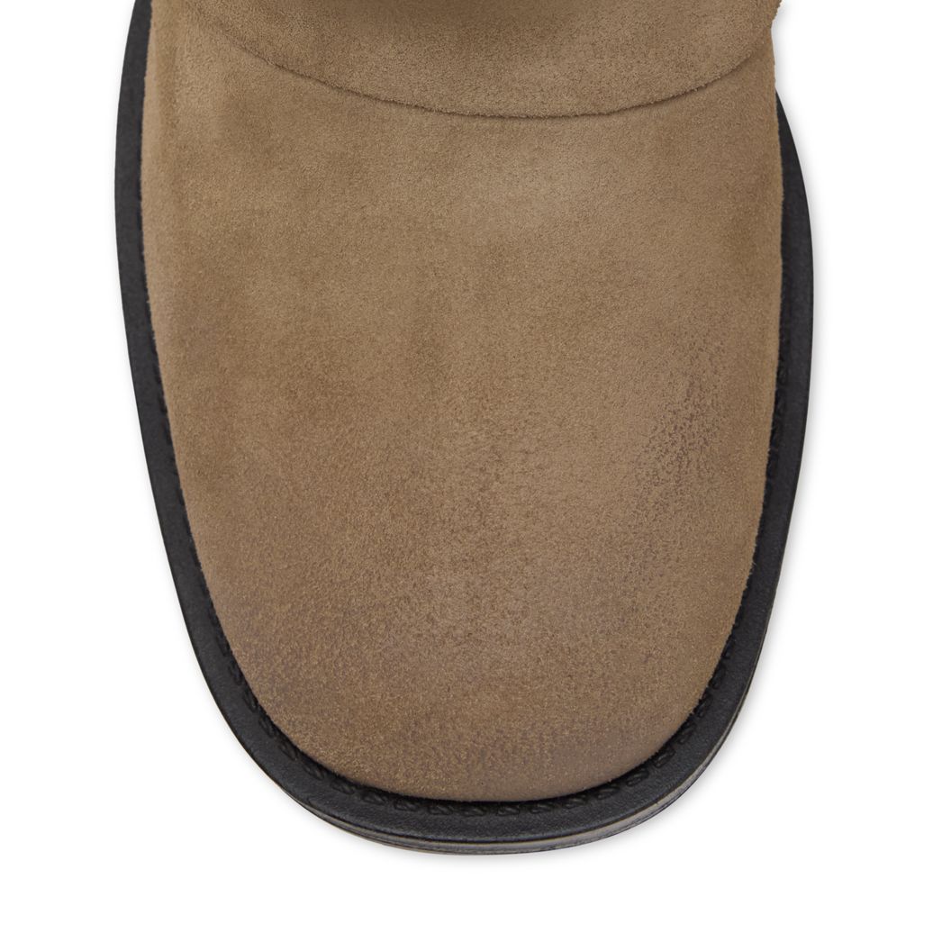Bottines motardes en daim avec rabat - beige