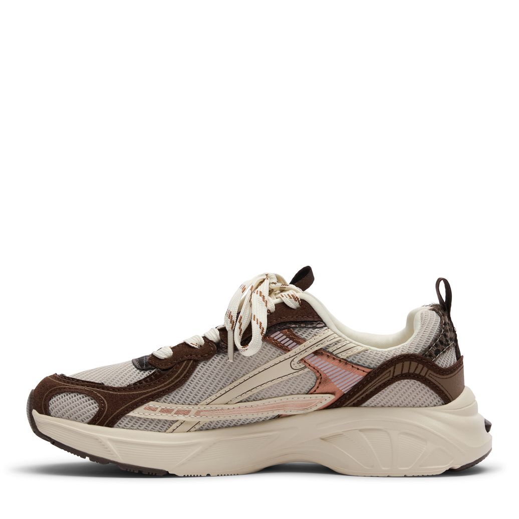Braune Sneaker mit farbigen Details