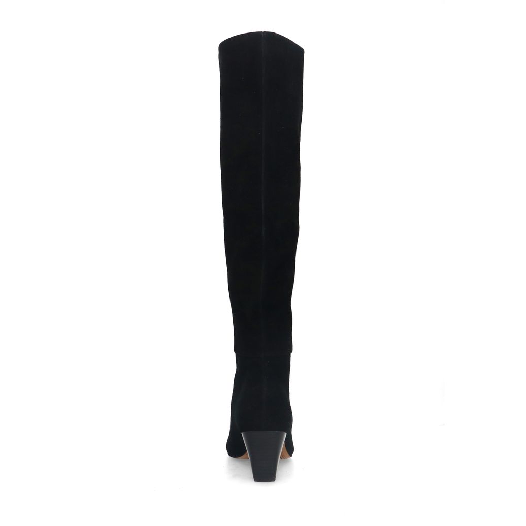 Schwarze Veloursleder-Stiefel mit Absatz