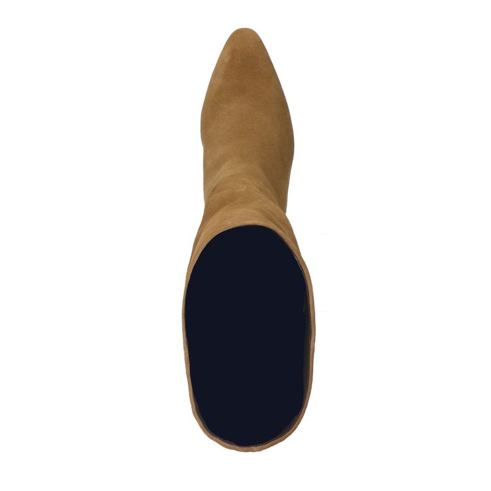 Taupefarbene Veloursleder-Stiefel mit Absatz