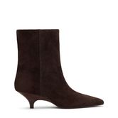 Dunkelbraune Veloursleder-Stiefeletten mit Kitten Heel