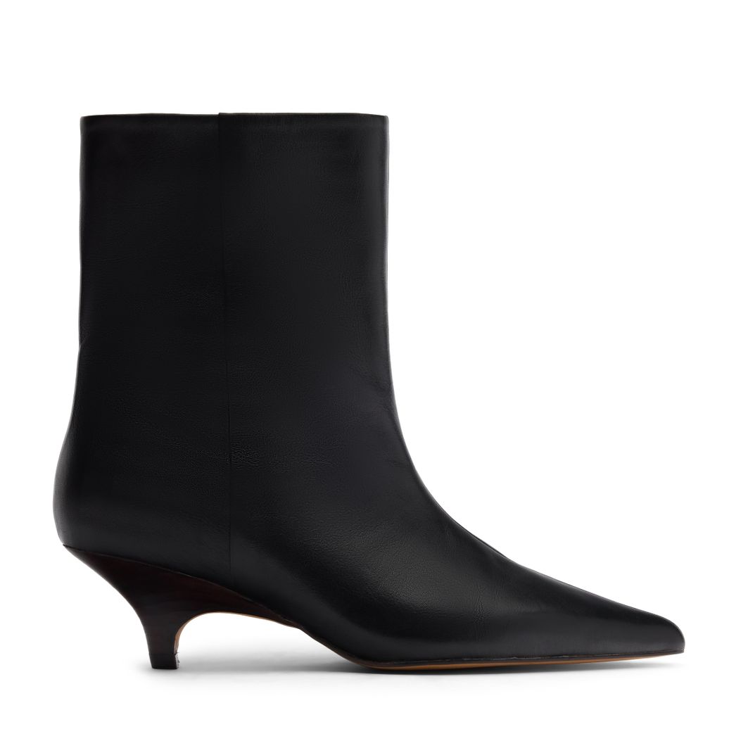 Bottines à petit talon en cuir - noir
