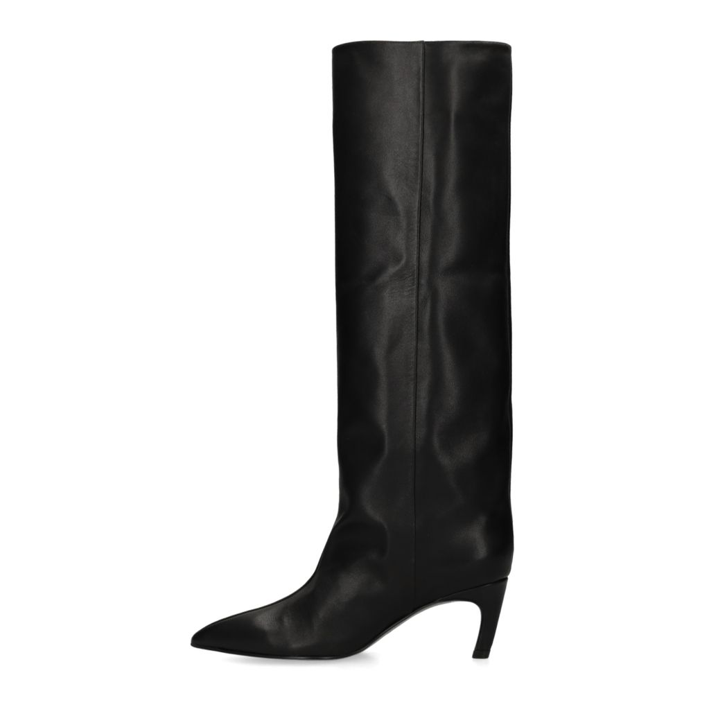 Bottes hautes à talon en cuir - noir