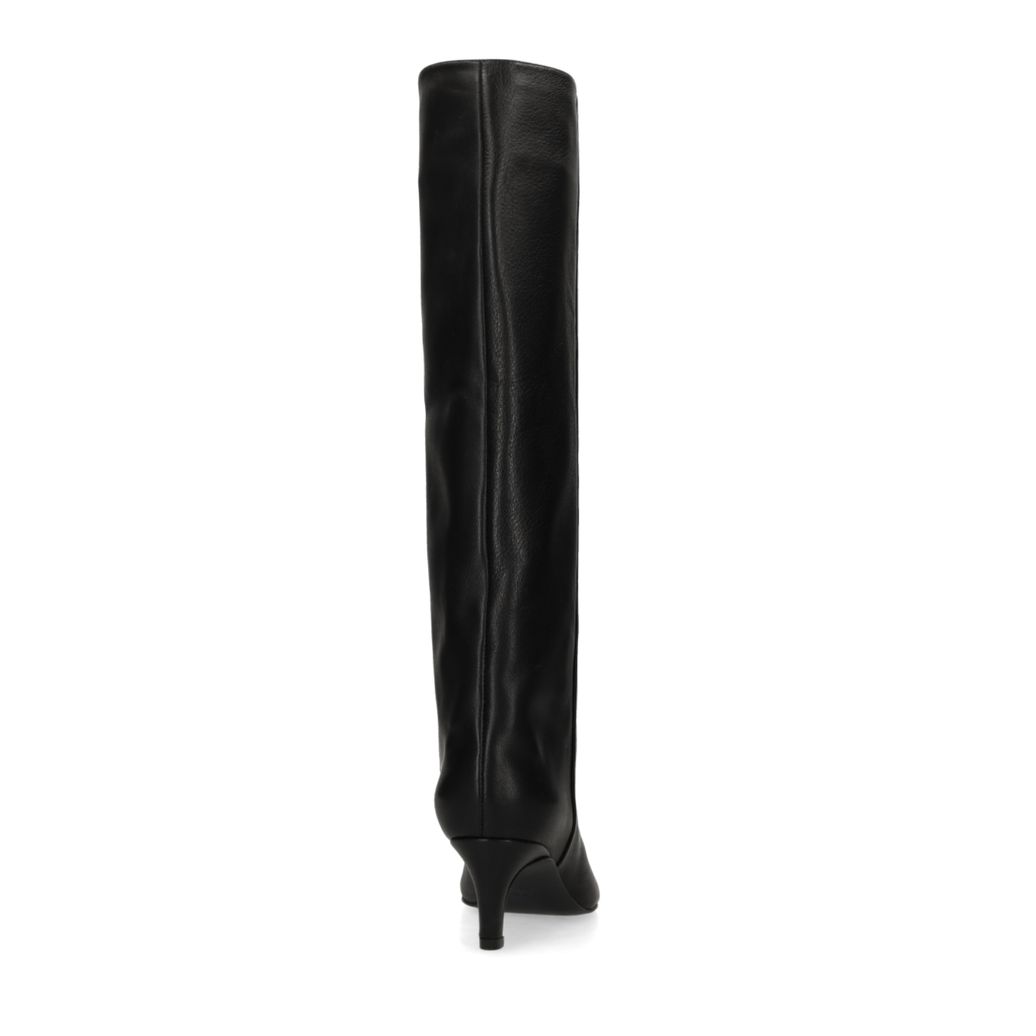 Bottes hautes à talon en cuir - noir