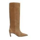 Beige suède hoge laarzen met hak