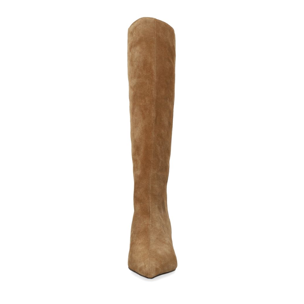 Bottes hautes à talon en daim - beige