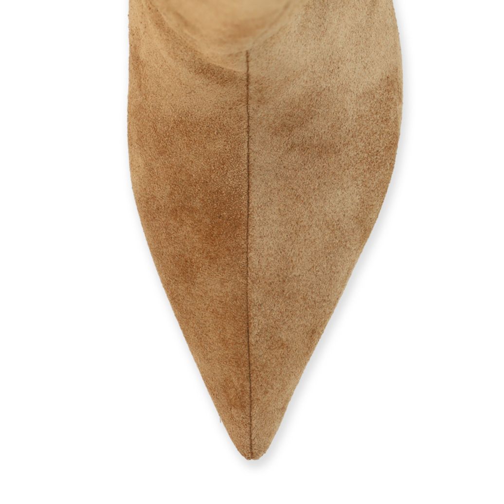 Bottes hautes à talon en daim - beige