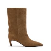 Beige suède enkellaarsjes met hak
