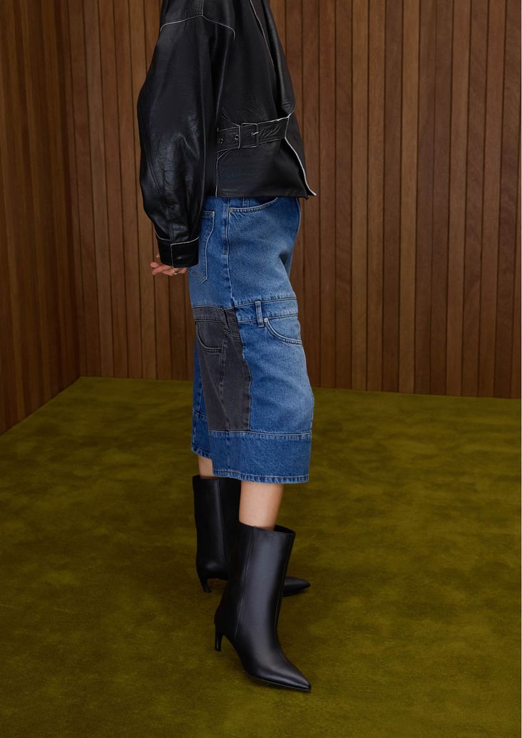 Bottines à talon en cuir - noir