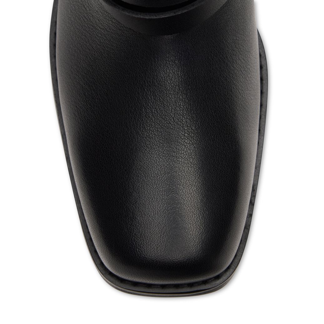 Zwarte leren biker boots met flap