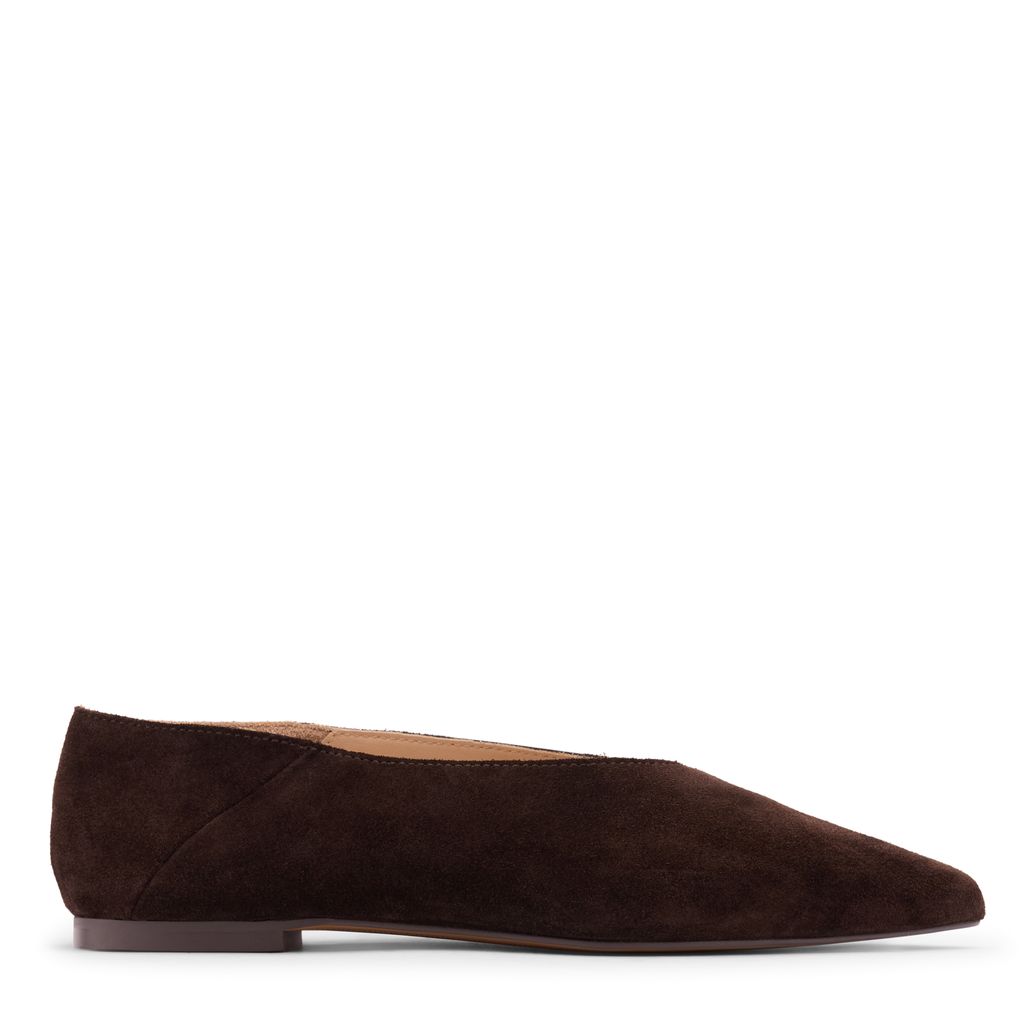 Dunkelbraune Veloursleder-Ballerinas