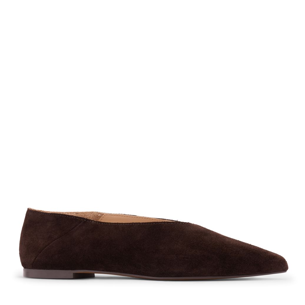 Dunkelbraune Veloursleder-Ballerinas
