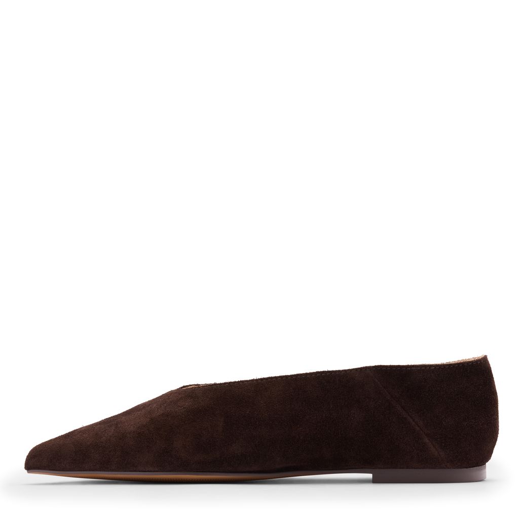 Dunkelbraune Veloursleder-Ballerinas