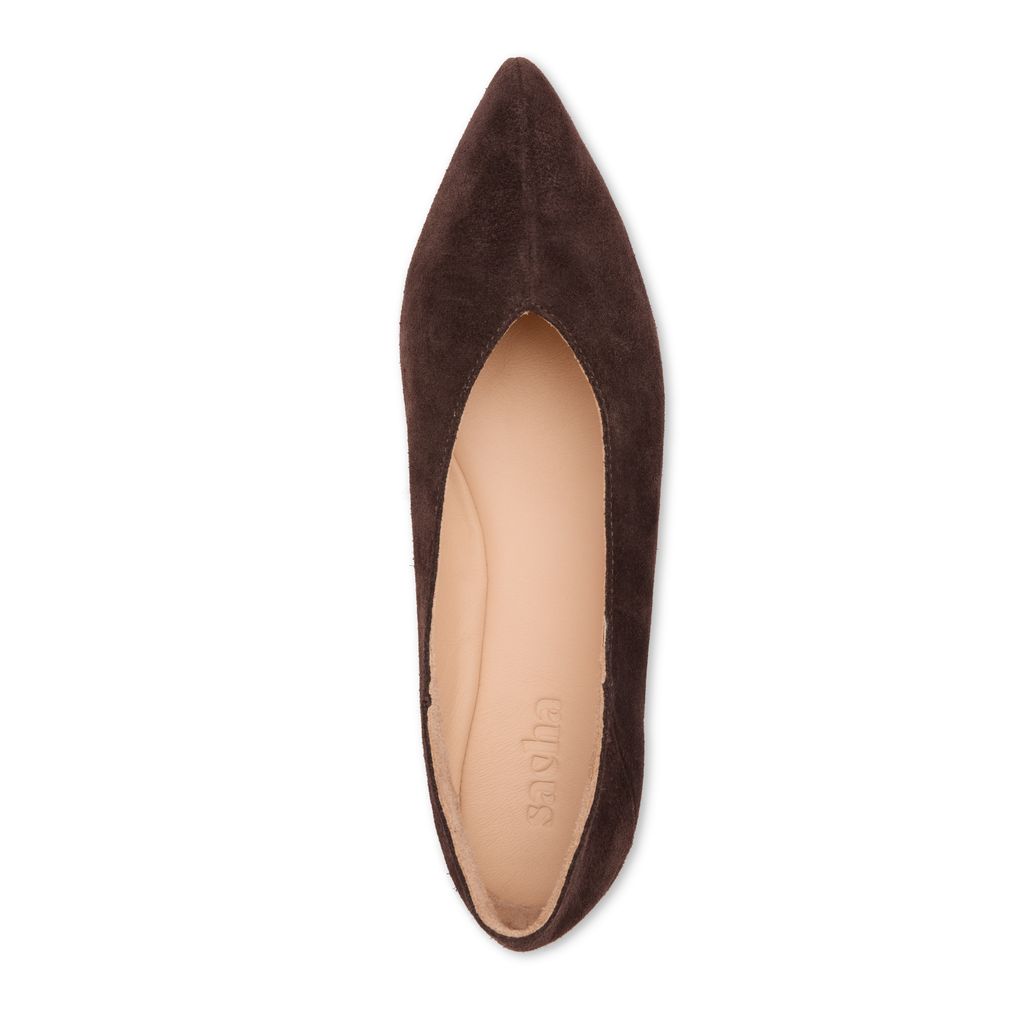 Dunkelbraune Veloursleder-Ballerinas