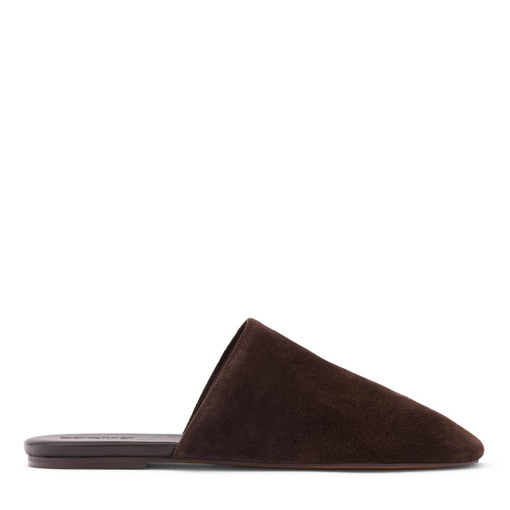Dunkelbraune Veloursleder-Mules