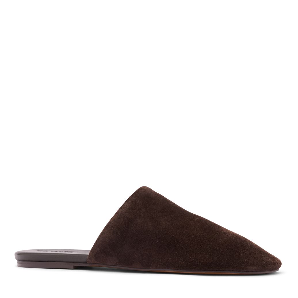 Dunkelbraune Veloursleder-Mules