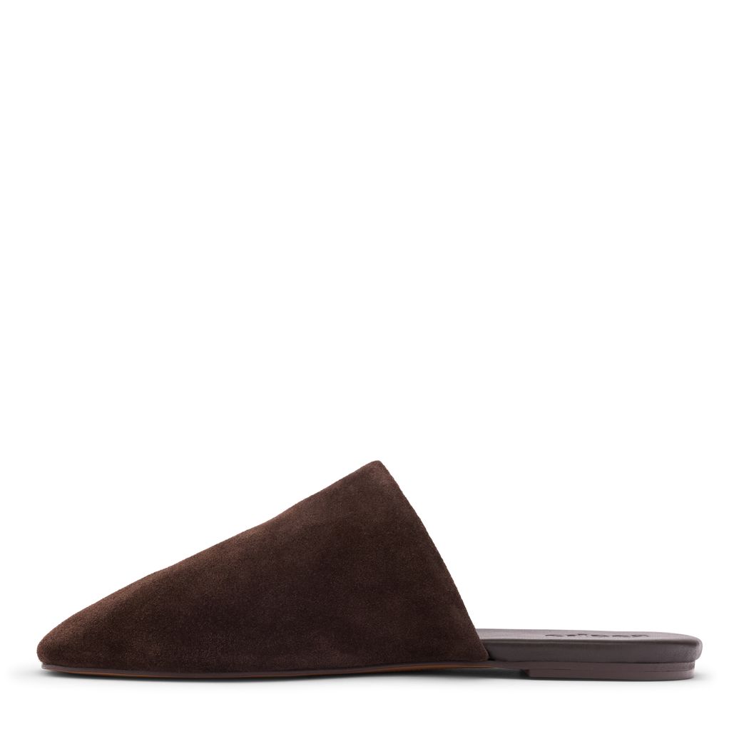 Dunkelbraune Veloursleder-Mules